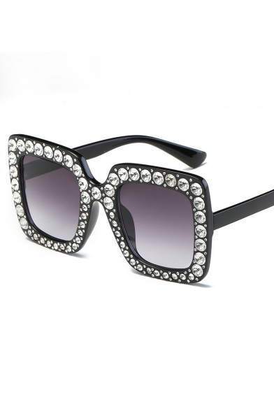 Cool Gem Beaded Women's Square Sunglasses