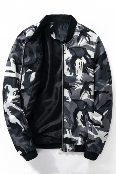 Cool Camouflaged Pattern Long Sleeves Zippered Bomber Jacket