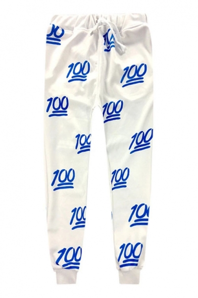 Hot Fashion 3D Number Print Drawstring Waist Pants
