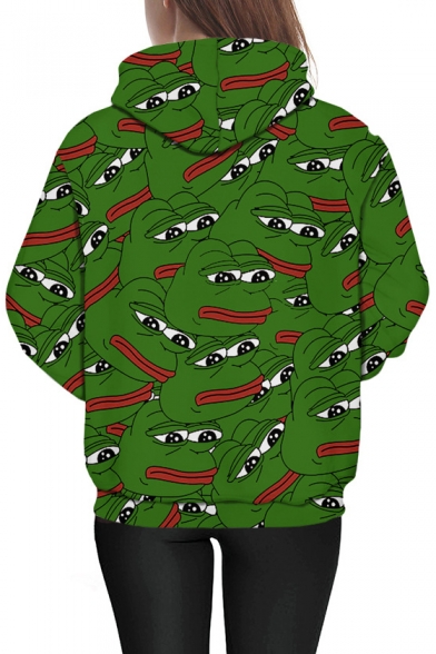 Chic 3D Repetitive Frog Print Long Sleeve Pocket Hoodie for Couple