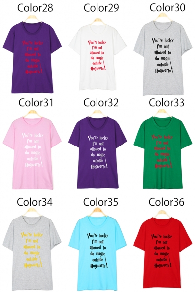 Leisure Letter Print Round Neck Short Sleeve Tee for Couple