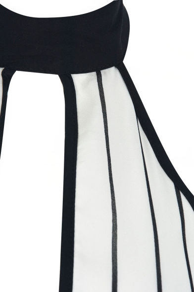 Decent Halter Neck Cutout Front Open Back Striped Pattern Bow Tie Wide Leg Jumpsuit
