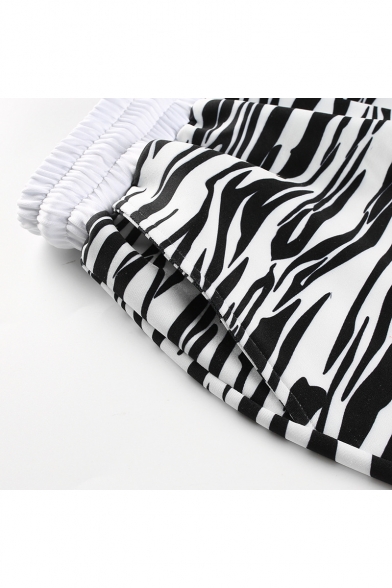 New Fashion Zebra Pattern Drawstring Waist Sports Pants