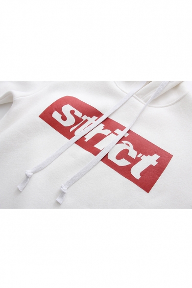 Simple Letter Pattern Long Sleeves Pullover Hoodie with Drawstring