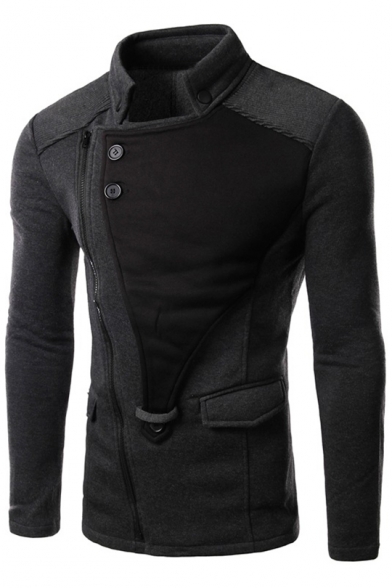 Fashionable Long Sleeve Stand-Up Split Back Slim-Fit Jacket