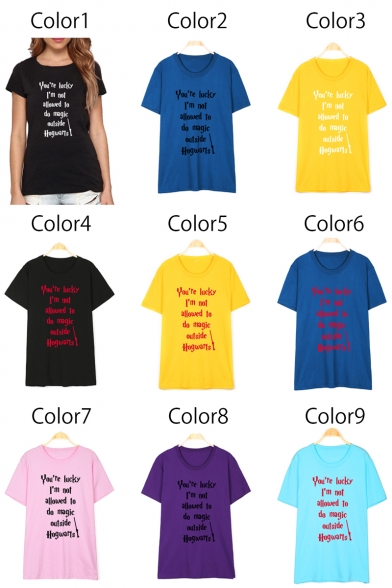 Leisure Letter Print Round Neck Short Sleeve Tee for Couple