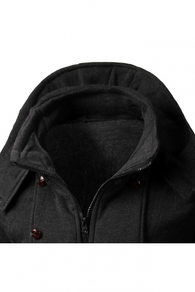 New Stylish Zip Up Long Sleeve Hooded Simple Plain Coat