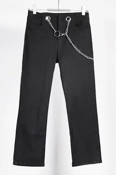 New Trendy Skinny Cropped Jeans with Chain