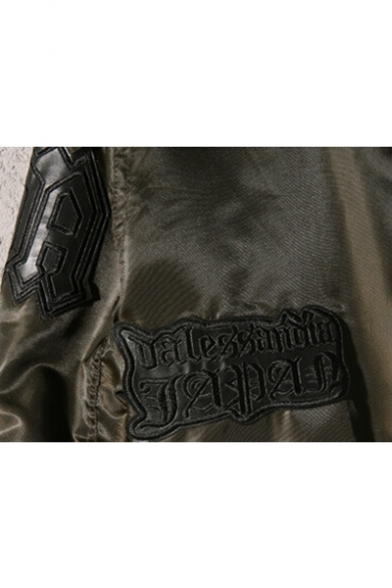 Fashion Print Long sleeve Stand-Up Collar Zipper Bomber Jacket