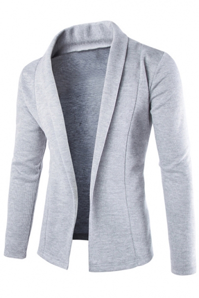 Fabulous Cutting Open Front Lapel Long Sleeves Slim-Fit Plain Coat