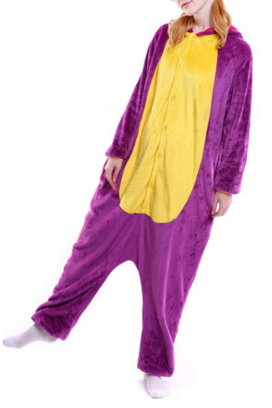Halloween Color Block Dragon Shaped Pajama Jumpsuit with Horns Wings & Tail