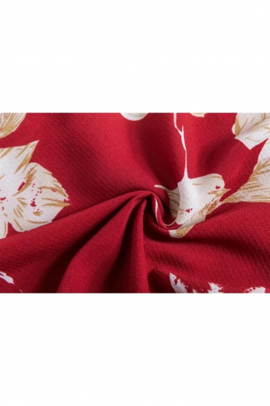 Pohemian Floral Print V-Neck Cap Sleeve Wrap Mini Dress