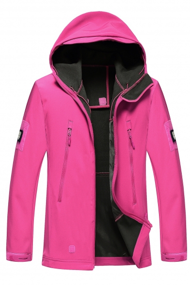 Fashion Outdoor Plain Long Sleeve Hooded Coat with Pockets