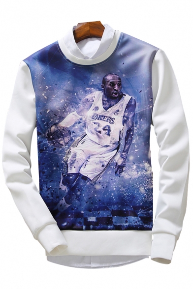 Hot Fashion Basketball Player Print Long Sleeve Pullover Sweatshirt