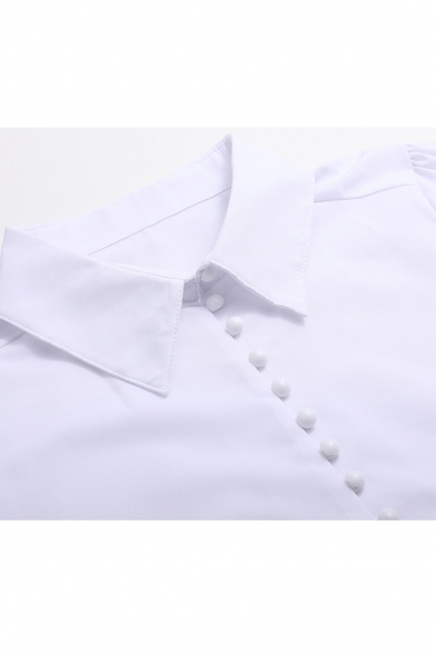 Fashion Simple Plain Button Down Long Sleeve Lapel Shirt