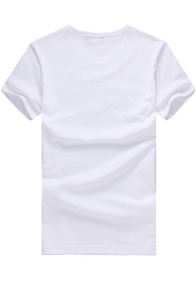 Stylish Round Neck Short Sleeve Owl & Letter Print T-shirt