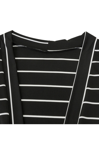 Popular Striped Pattern Applique Long Sleeve Leisure Cardigan