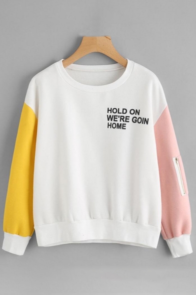 color block letter print sweatshirt