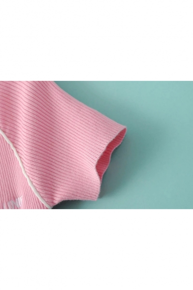 Fashion Zip Up Short Sleeve V-Neck Striped Print Cropped Cardigan