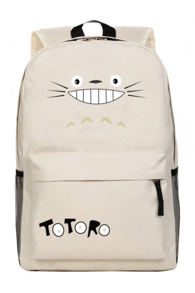 Lovely Cat Cartoon Letter Pattern Zippered Backpack Laptop Schoolbag