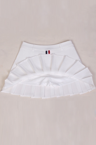 Leisure Drop Waist Pleated Mini A-line Skirt with Pants Inside