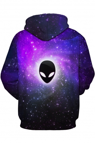 Chic Alien Galaxy Printed Long Sleeves Pullover Hoodie with Pocket