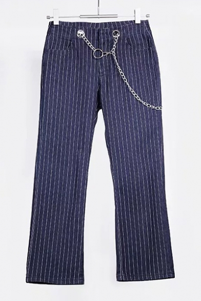New Trendy Skinny Cropped Jeans with Chain
