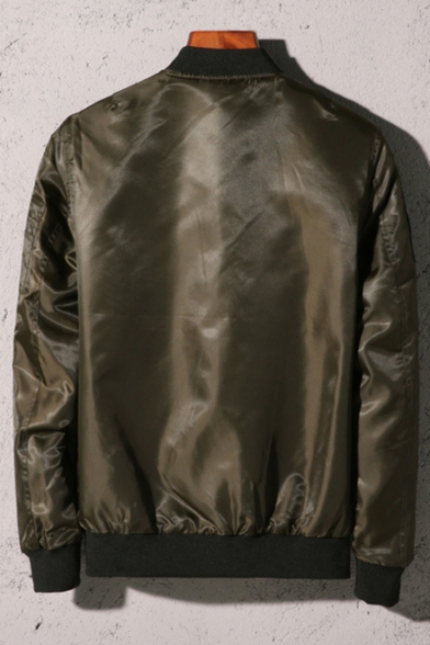 Fashion Print Long sleeve Stand-Up Collar Zipper Bomber Jacket