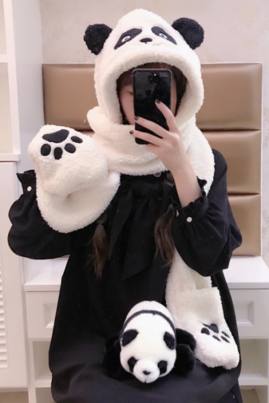 Lovely Panda Design Hooded Scarf