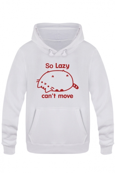 Leisure Chic Letter Cartoon Print Long Sleeve Hoodie with Pocket