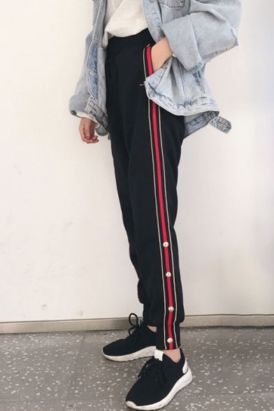 track pants with buttons on the side