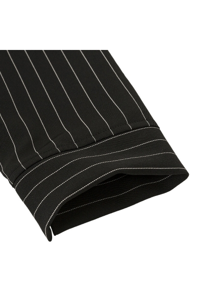Sweet Striped Pattern Round Neck Long Sleeve Zip Back Fashion Blouse