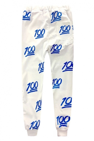 Hot Fashion 3D Number Print Drawstring Waist Pants