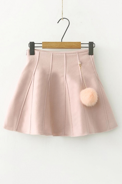 Chic Simple Plain High Waist A-Line Mini Skirt