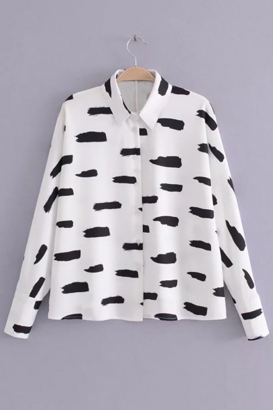 New Arrival Lapel Printed Single Breasted Long Sleeve Shirt
