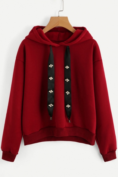 embellished drawstring hoodie