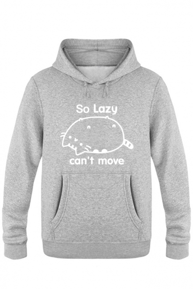 Leisure Chic Letter Cartoon Print Long Sleeve Hoodie with Pocket