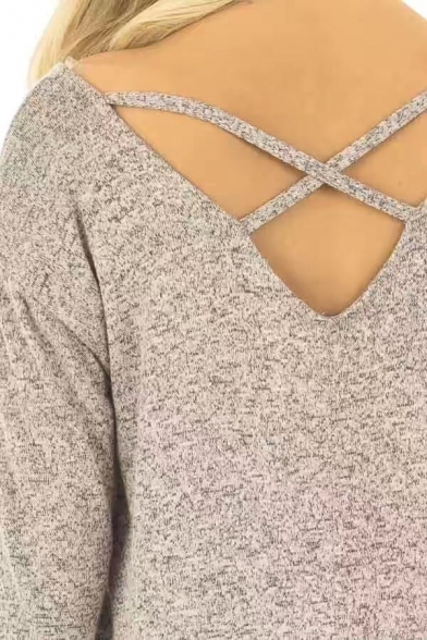 New Fashion Simple Plain Scoop Neck Long Sleeve T-shirt Mini Dress