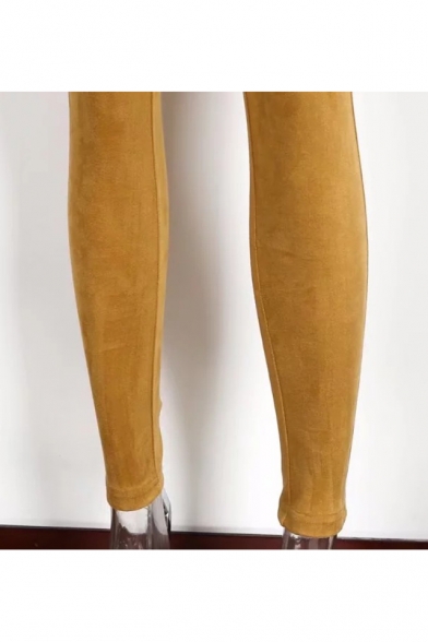 Simple Sexy Straps Halter Neck Attached Lacing Bandeau Front Slim-Fit Skinny Leg Plain Jumpsuit
