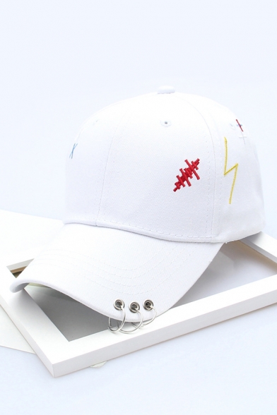 Fashionable Graffiti Embroidered Ring Detail Baseball Cap Hat