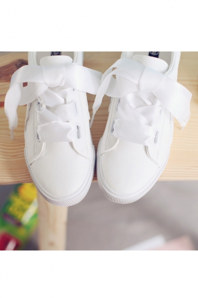 Girlish Ribbon Lace-up Fastening Bow Detail Women's Sneakers