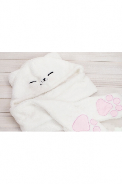 Cute Cartoon Cat Paw Pattern Hooded Warm Winter Scarf