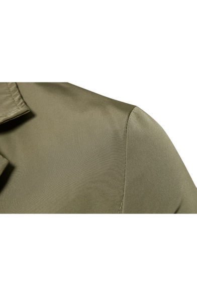 Trendy Double Button Long Sleeves Notched Lapel Plain Longline Men's Blazer