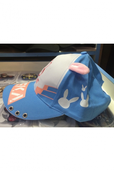 Chic Rabbit Color Block Letter Pattern Ears Embellished Baseball Cap Hat
