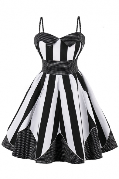 black and white polka dot slip dress