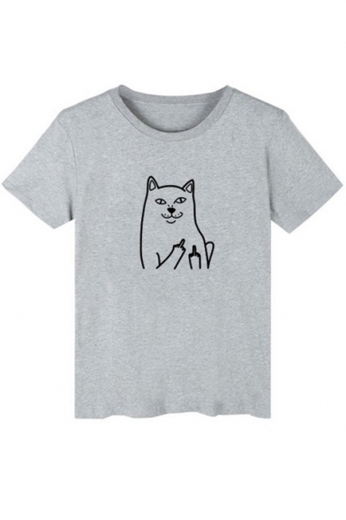 Funny Cartoon Dog Pattern Round Neck Short Sleeves Summer T-shirt