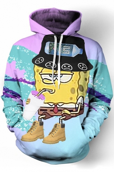 New Fashion Cartoon Printed Long Sleeves Pullover Hoodie with Pocket