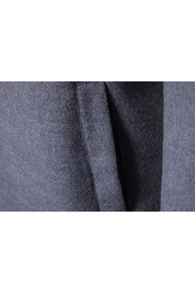 Simple Plain Double Button Lapel Long Sleeves Winter Fashion Longline Coat