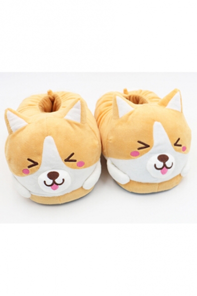 Adorable Dog Cartoon Ears Color Block Paw Pattern Slippers Shoes