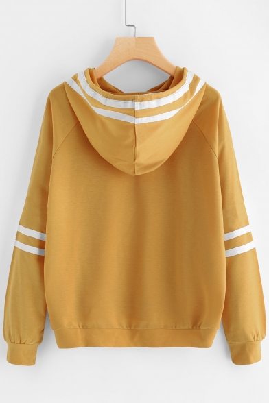 Basic Striped Pattern Long Sleeves Pullover Leisure Casual Hoodie